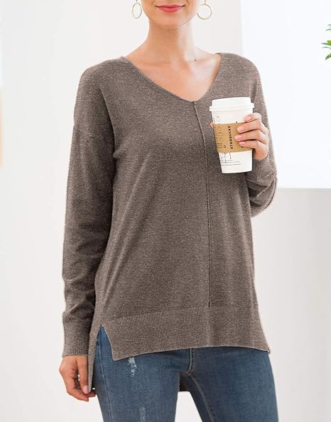 Women's Lightweight V-Neck Batwing Sleeve Knit Sweater