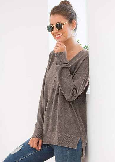 Women's Lightweight V-Neck Batwing Sleeve Knit Sweater