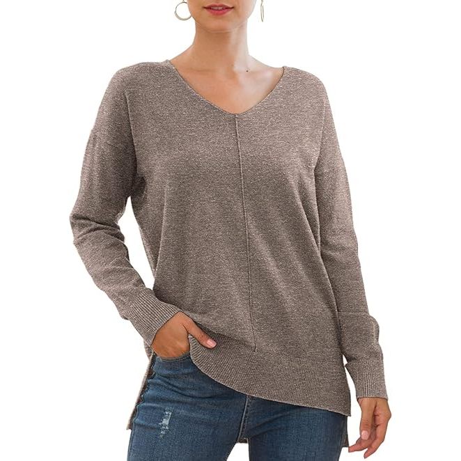 Women's Lightweight V-Neck Batwing Sleeve Knit Sweater