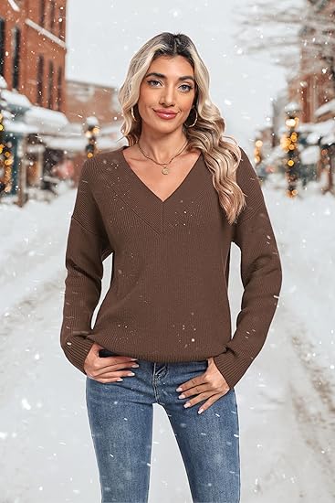 Women's V-neck pullover sweater