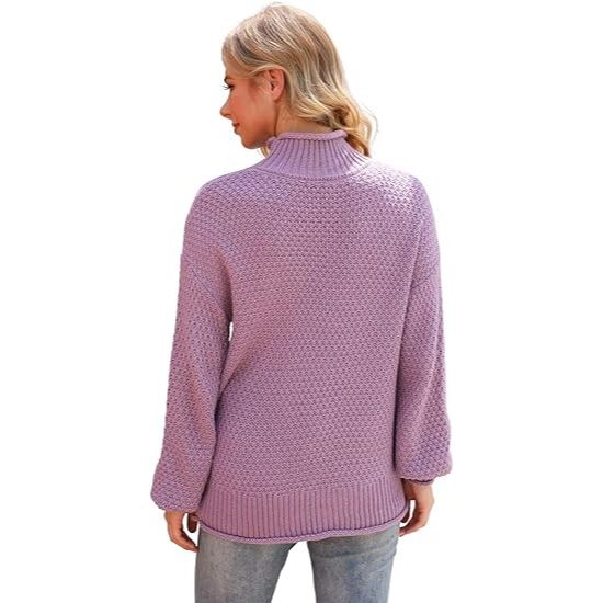 Women's Turtleneck Oversized Sweater Batwing Sleeve Pullover Sweater