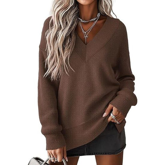 Women's V-neck pullover sweater